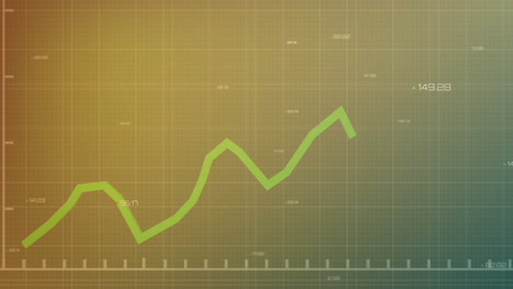 animación del gráfico con números cambiantes sobre el patrón de cuadrícula contra el fondo de gradiente