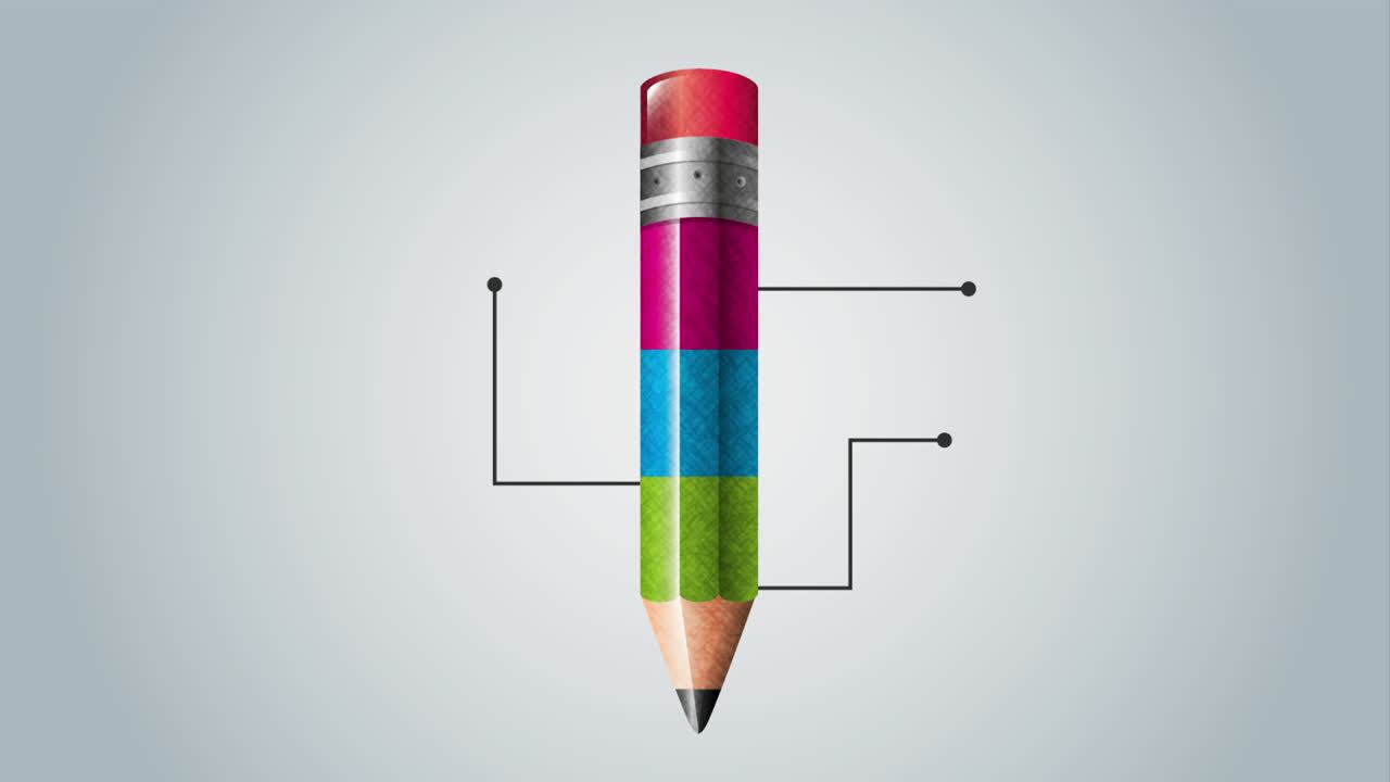 lápiz con estadísticas animación infográfica