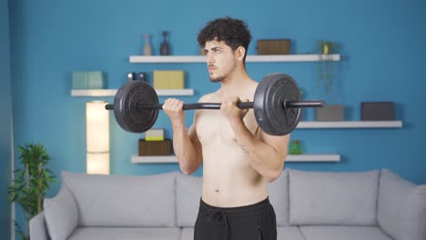 joven atleta haciendo entrenamiento deportivo con pesas. estilo de vida saludable.