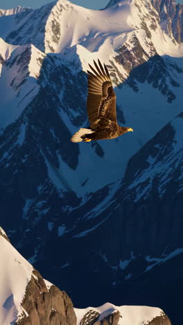 majestic eagle soaring above snowy alaskan peaks