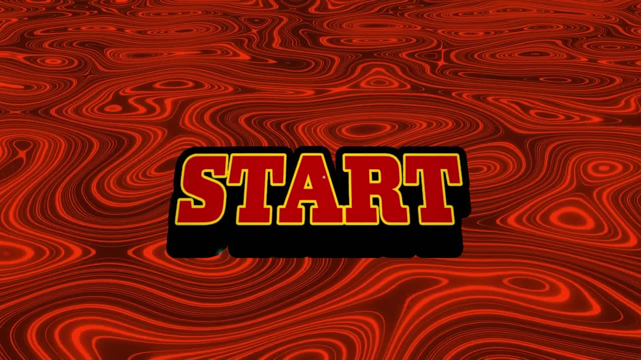 Animation of start text over red liquid background