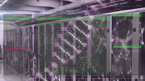 Animation-of-dna-strand-and-data-processing-over-server-room