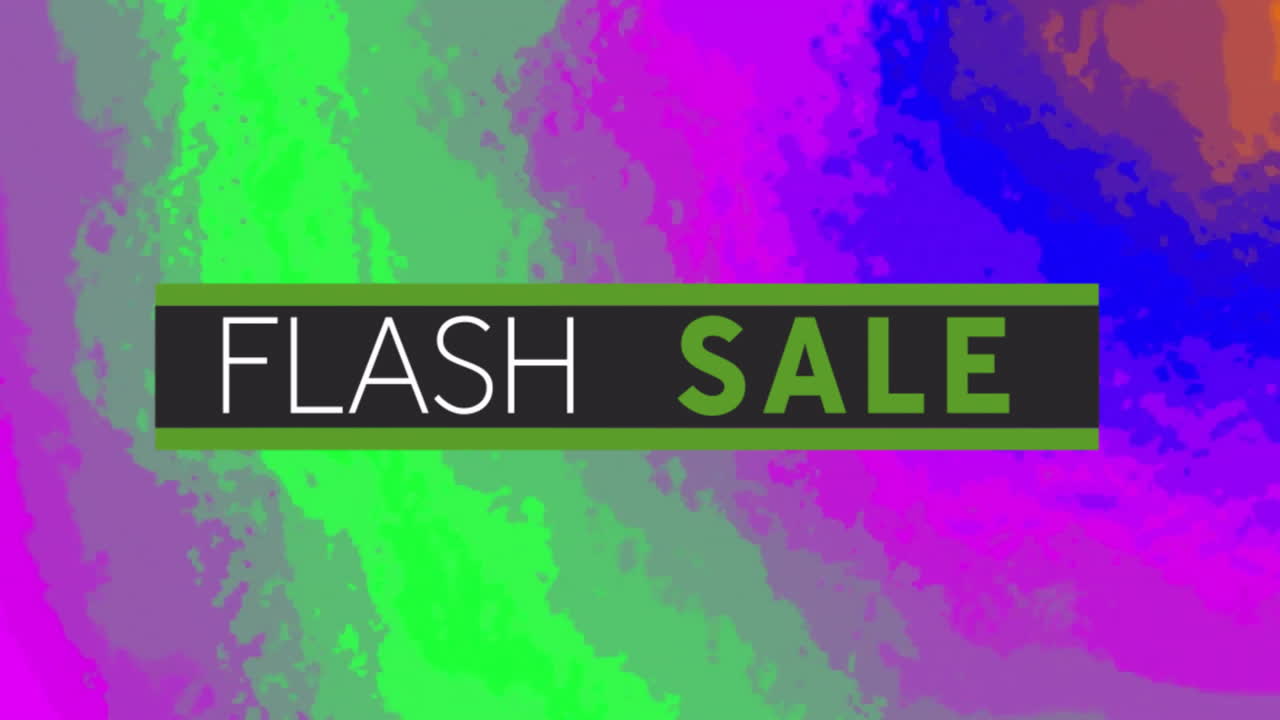 활기찬 패턴 배경 위에 플래시 판매 텍스트의 애니메이션