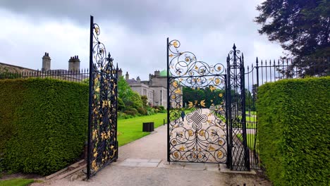 Gates-to-the-gardens-in-Powerscourt-House-in-Wicklow-Ireland,popular-tourist-attraction