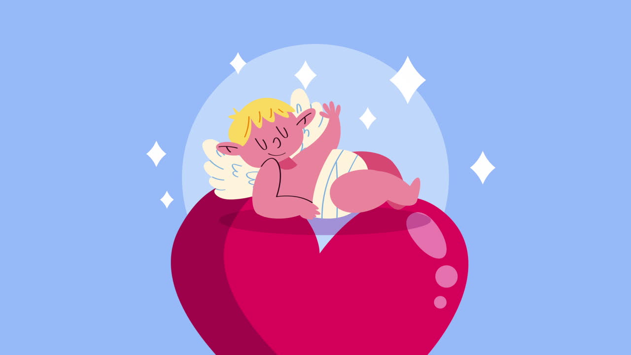 심장 위에 있는 거품 속의 쿠피돈