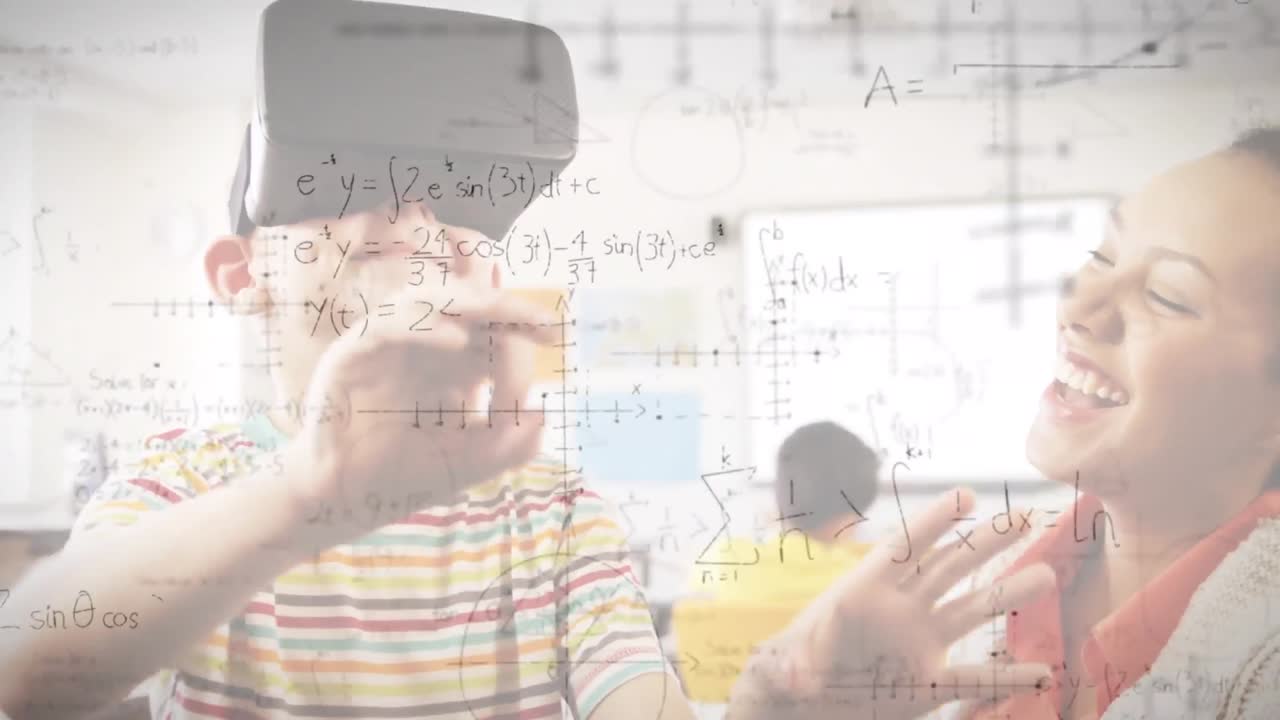 анимация математических формул над школьником с помощью vr гарнитуры