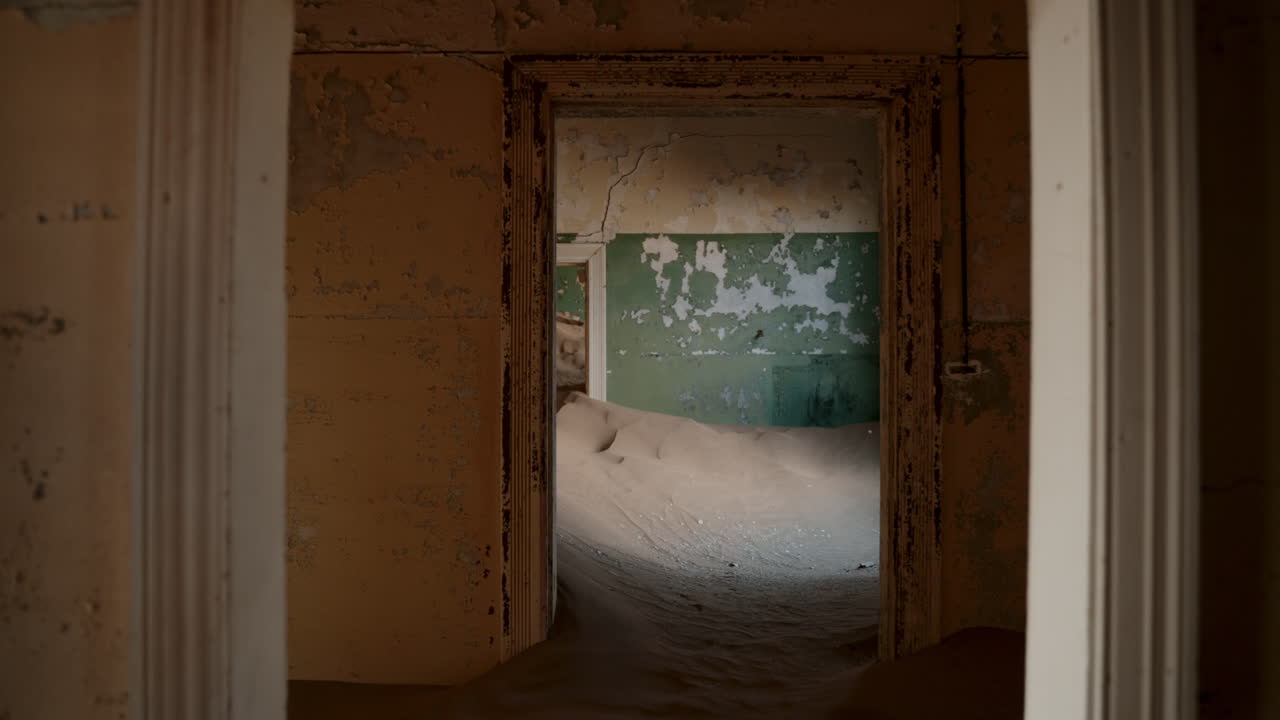 Abandoned Kolmanskop Building Filled with Sand