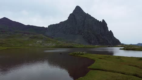 aerial view of a pyreenes' mountain lake in summer