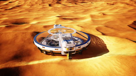 futuristic spaceship landing on mars