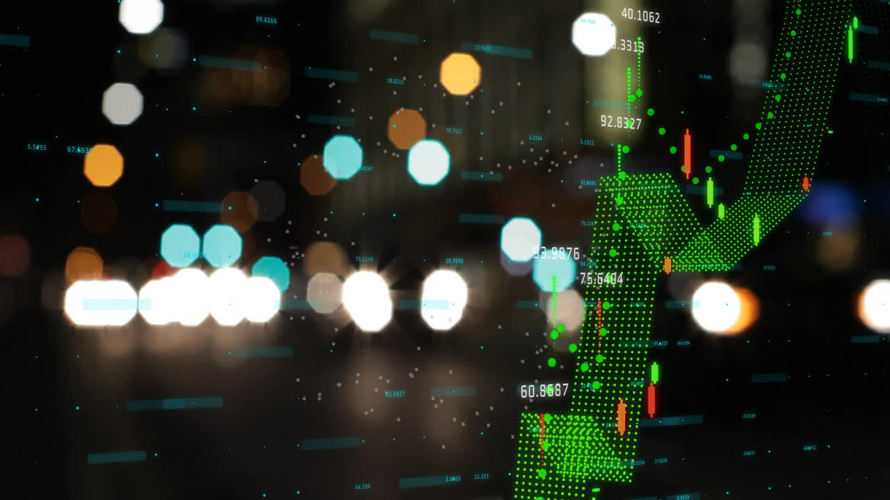 도시 불빛을 통해 금융 데이터 처리의 애니메이션