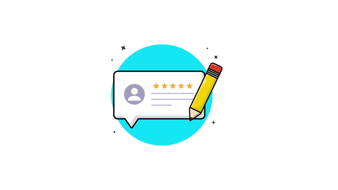 Animated Customer Review and Rating with Pencil Drawing Stars