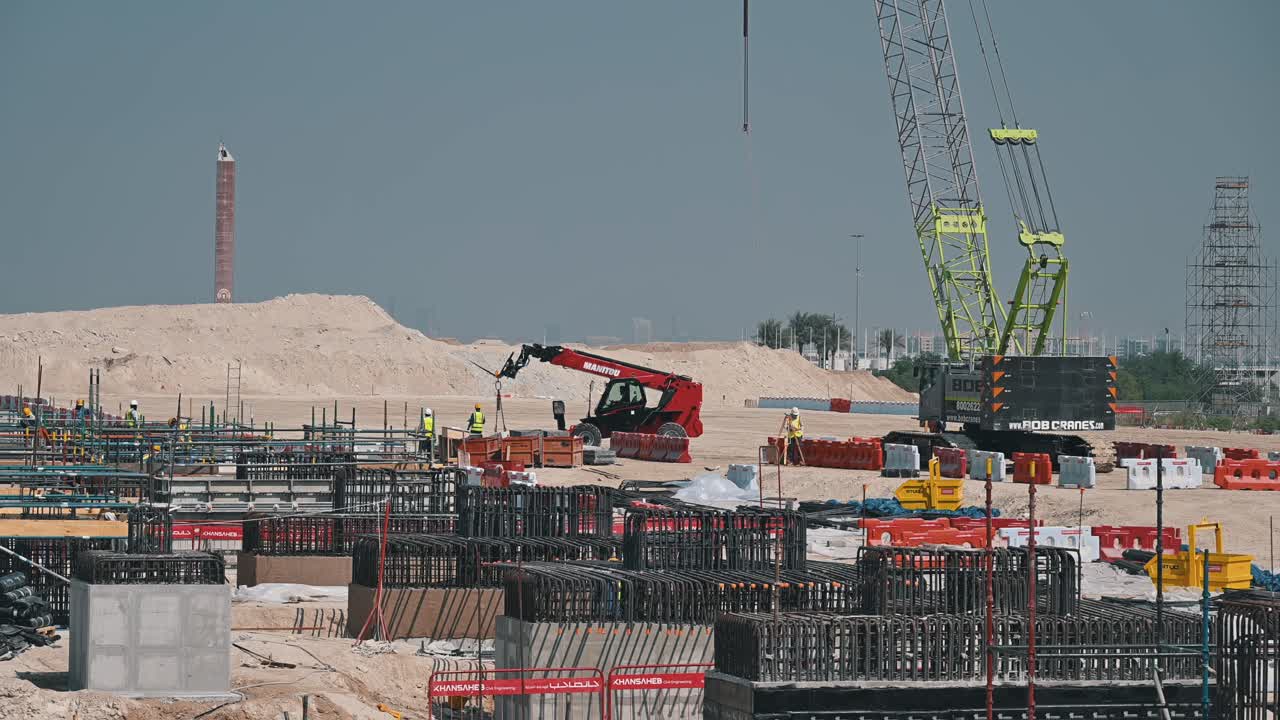 Construction site of Dubai Exhibition Centre expansion at Expo City Dubai, UAE