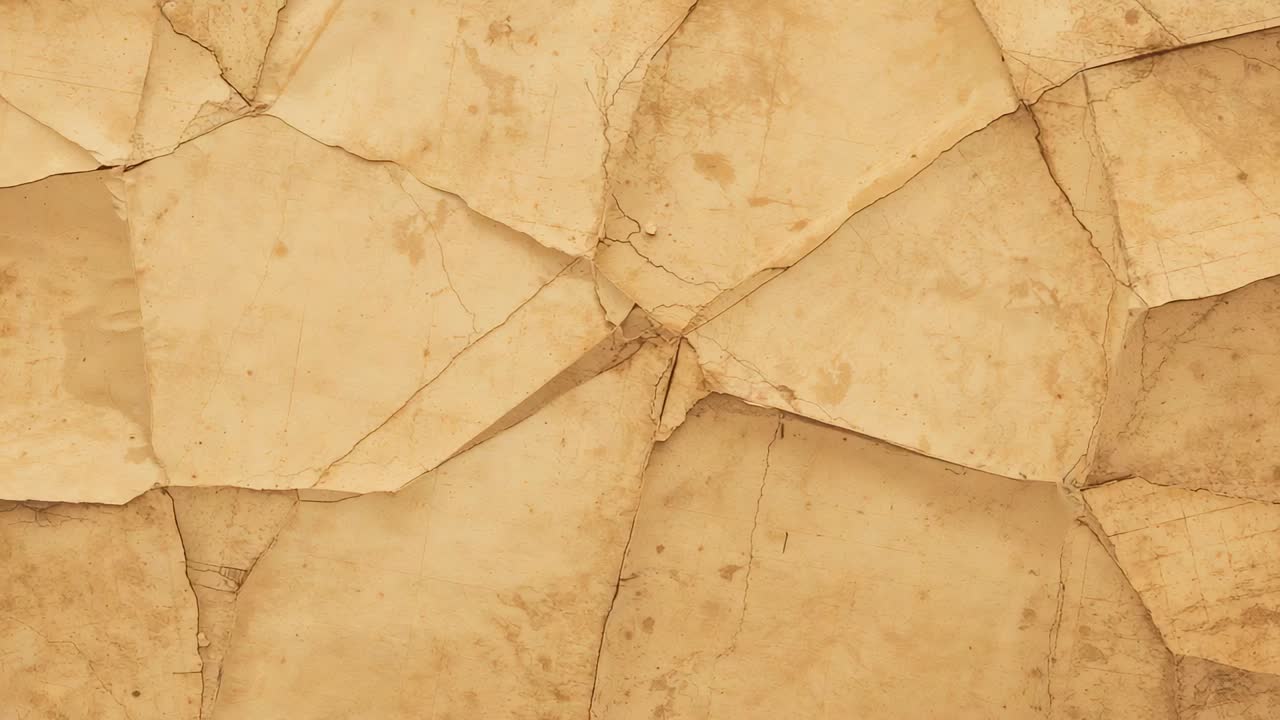 Shifting camera revealing torn paper fragments on flatbed exposing right-hand edge, creases, stains