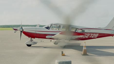 Close-up-shot-of-a-parked-small-aircraft