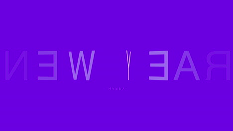 modern happy new year text on purple gradient