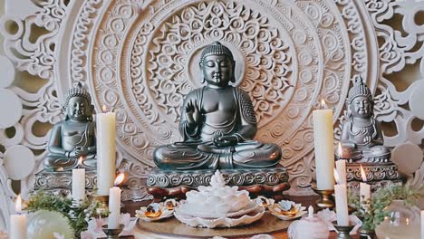 Buddhist Altar with Multiple Buddha Statues
