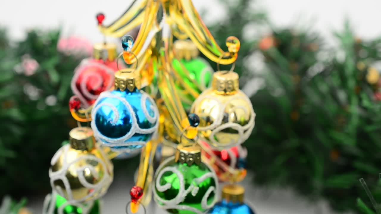 Fir-tree still life, Christmas. Shooting in the movement