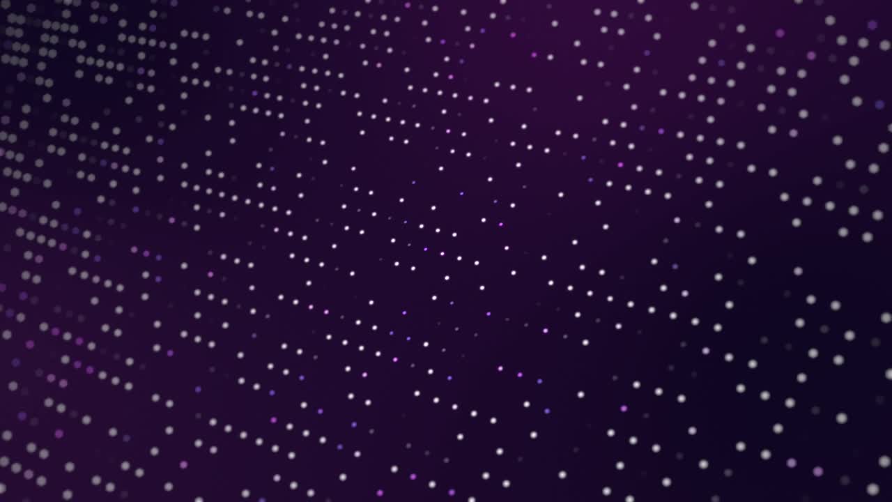 Abstract Digital Grid of Glowing Dots on Purple Background