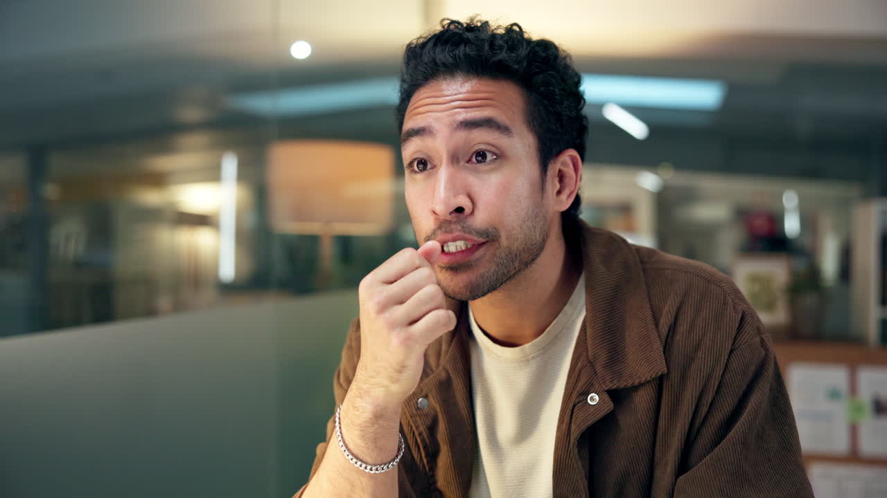 Tired Man Rubbing Eyes Due to Eye Strain in Office