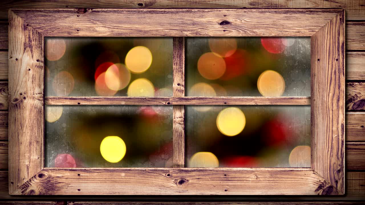 창문 4k를 통해 볼 수 있는 크리스마스 조명