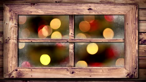 kerstverlichting gezien door venster 4k