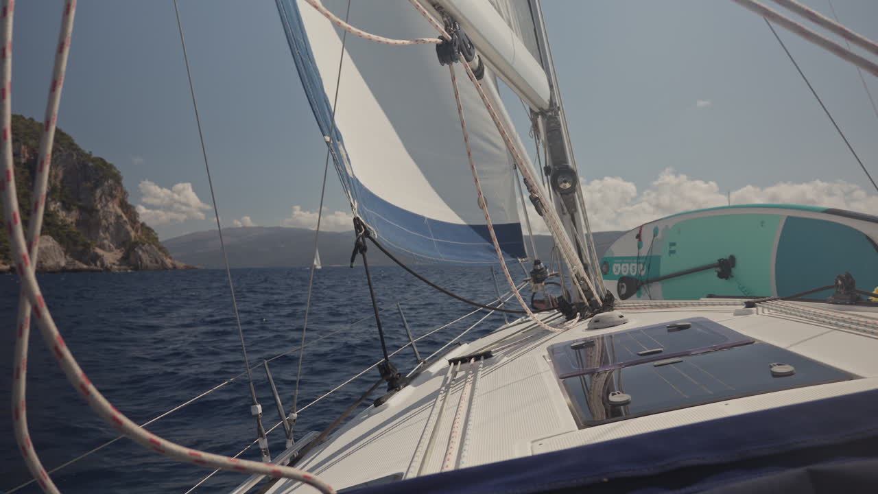 view from a yacht at sea in lefkada, greece