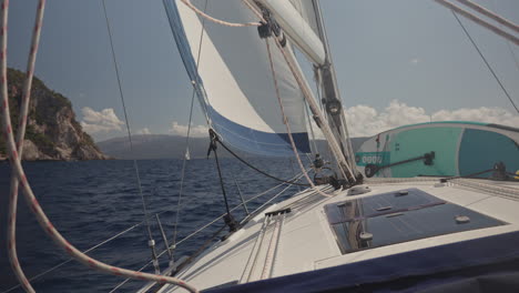 view from a yacht at sea in lefkada, greece