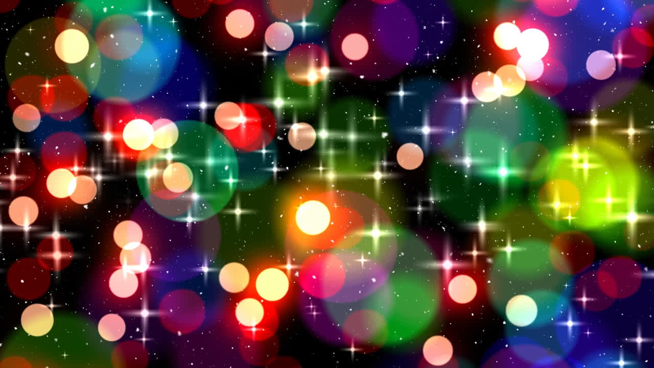 보케 빛의 크리스마스 원과 함께 눈이 내리고 있습니다.