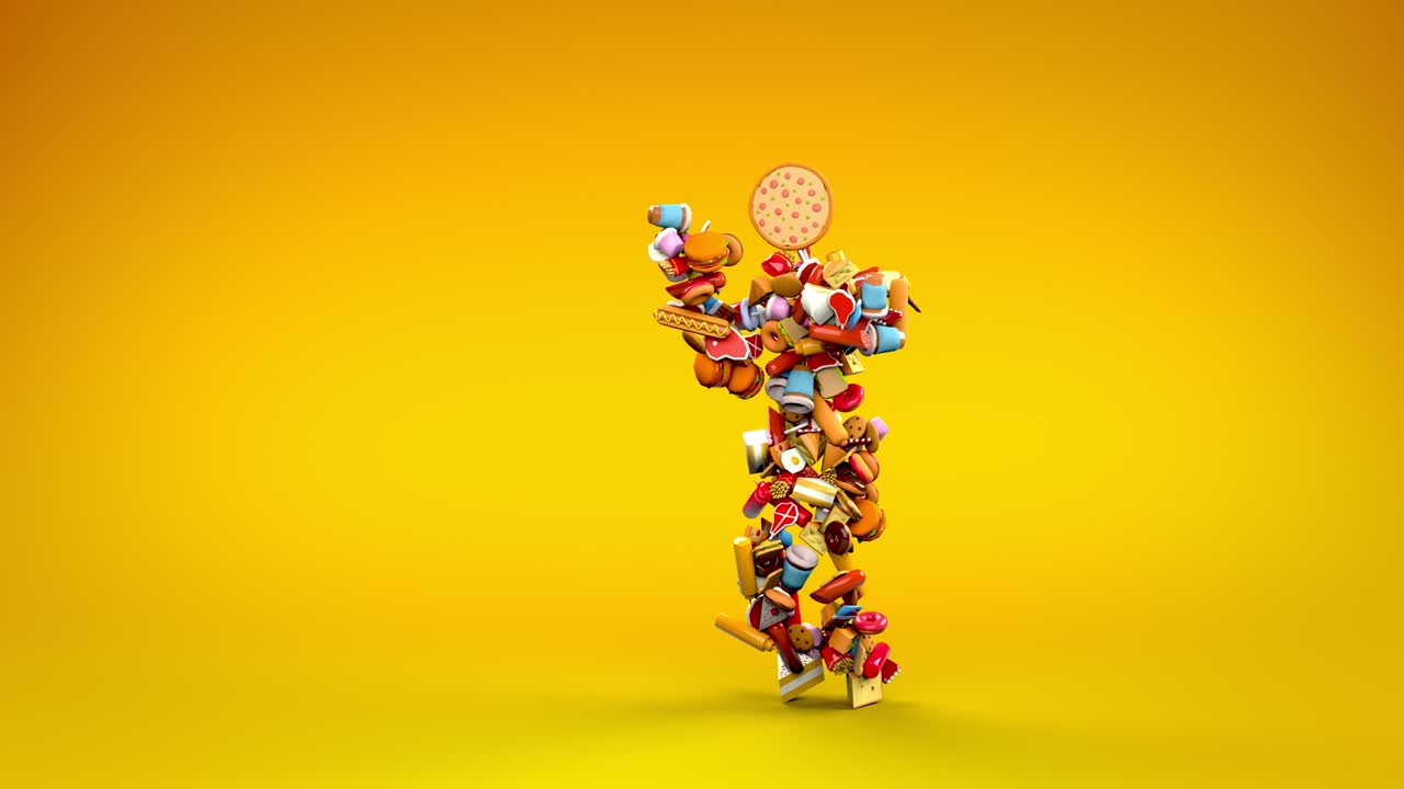 bailar platos de comida rápida.