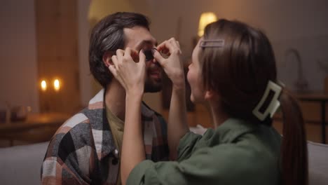 couple sharing affection at home