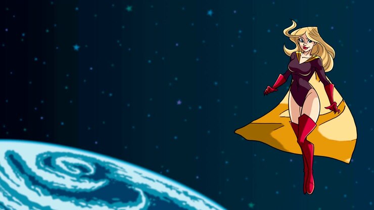 Superheroína Volando en el Espacio