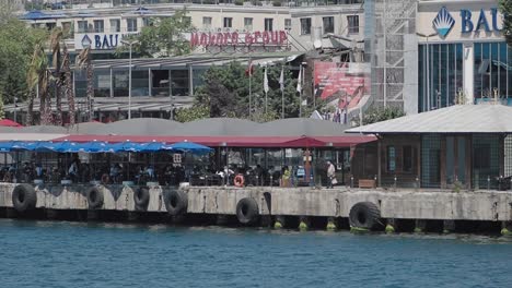 istanbul pier with restaurants and buildings