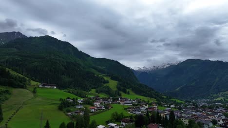 aerial footage of beautiful austrian settlement in the province of salzburg