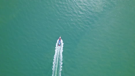 Aerial-view-of-boat-on-sea-near-Koh-Phi-Phi,-Thailand