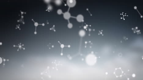 molecular structures animation floating over gradient background