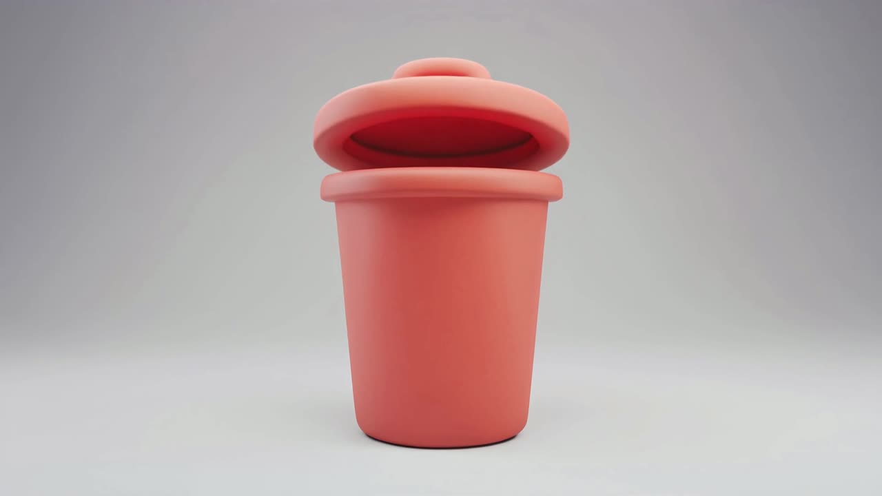 Tampa de Lixeira Coral Animada em 3D Abrindo e Fechando