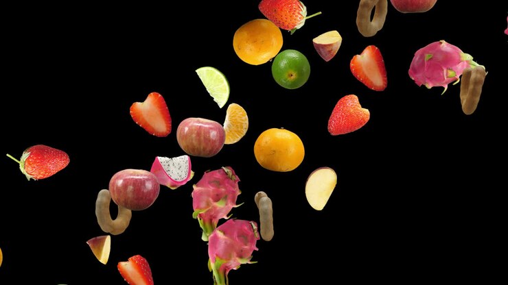 Fruits Fall Down With Alpha Channel