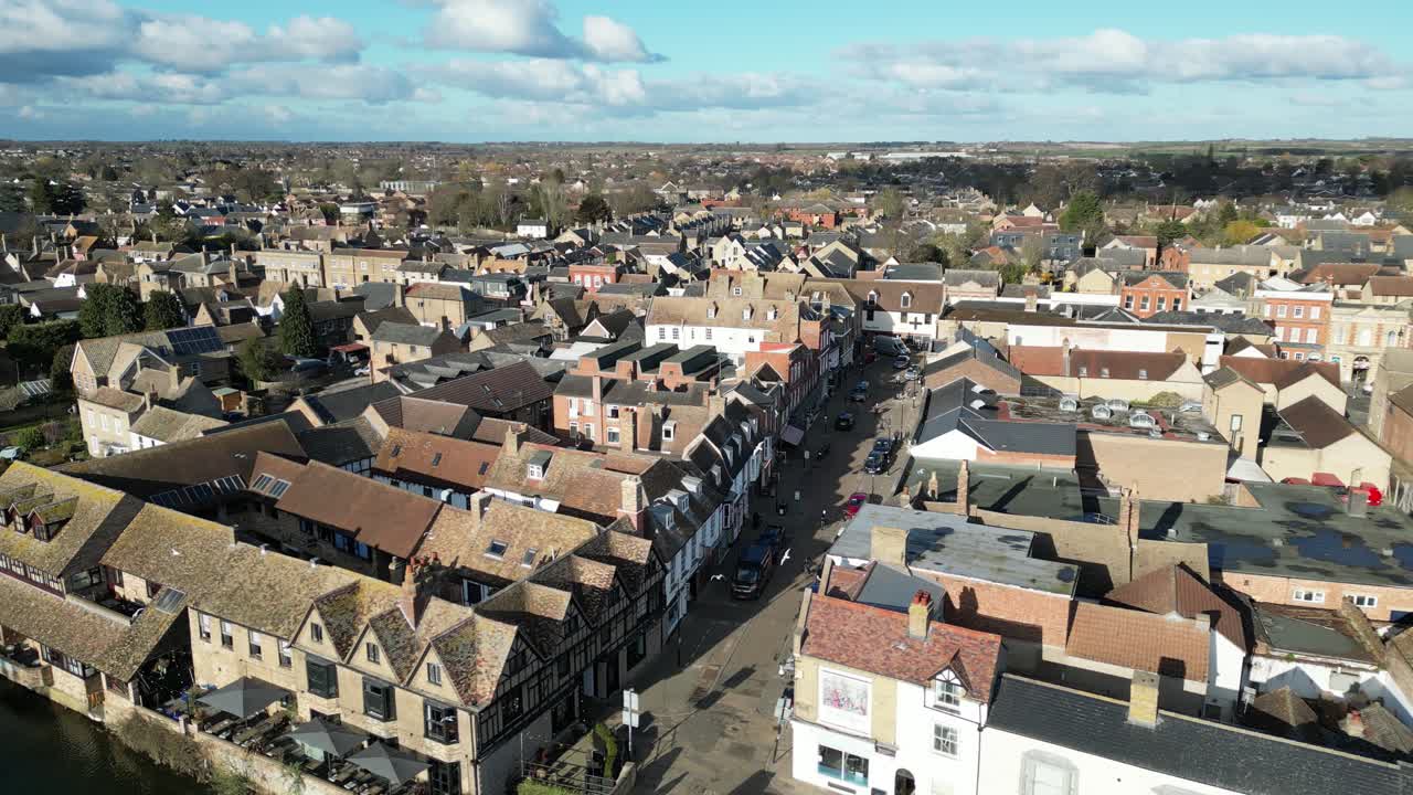 centro de la ciudad st ives cambridgeshire reino unido drone vista aérea