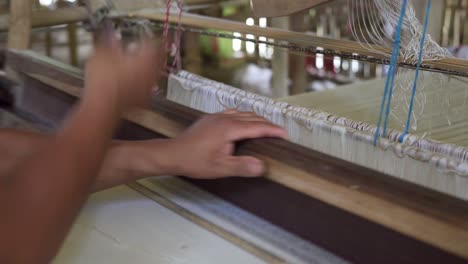 weaving industry labor from asia working at natural silk cotton production