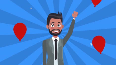 male candidate with balloons helium comic character
