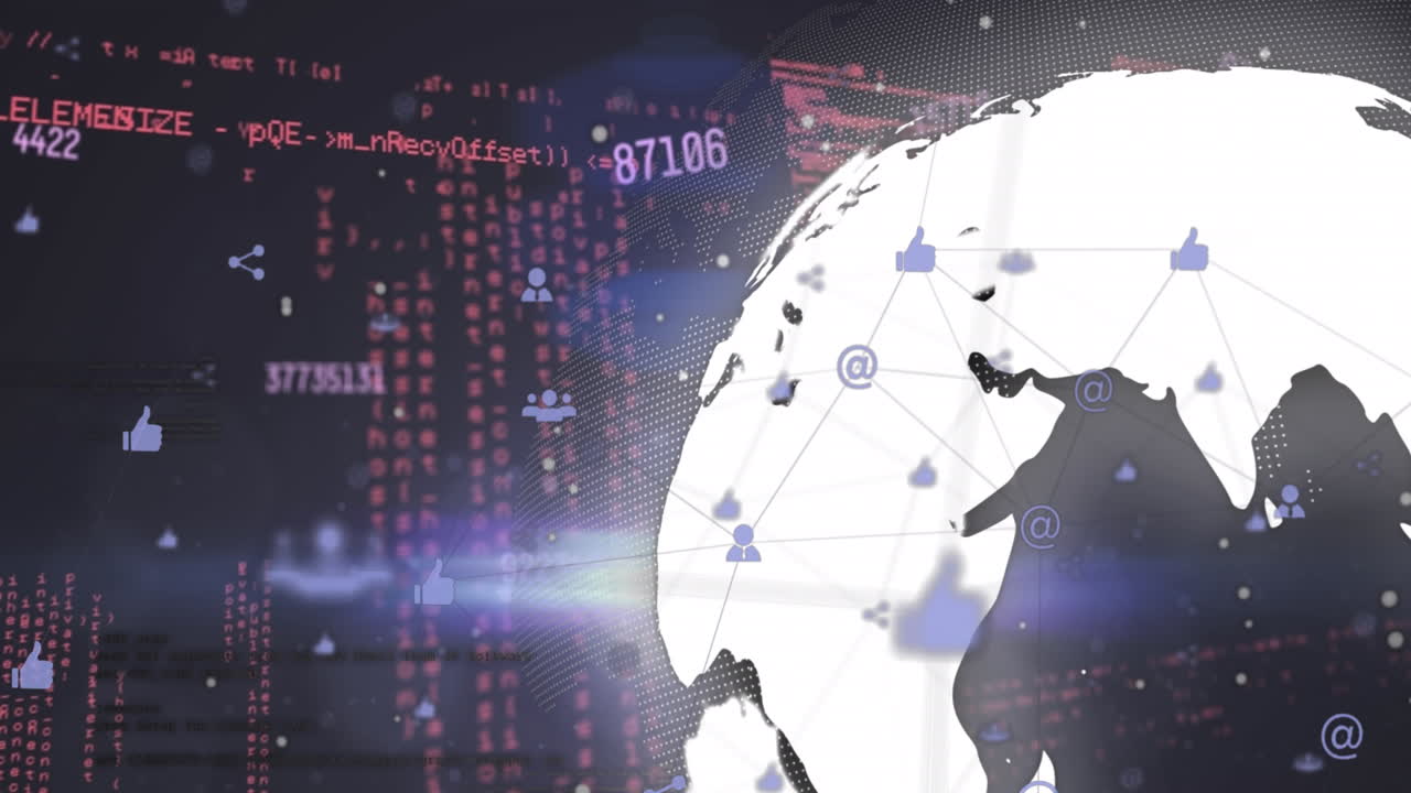 검은색 배경에 데이터와 숫자가 있는 지구상의 애니메이션