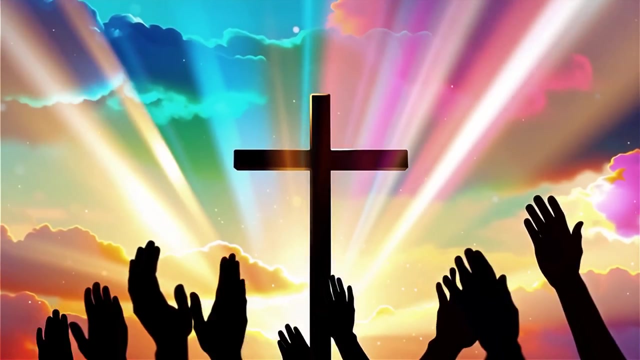 Christian Cross Heavenly Light Worship Background