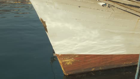 the hull of a carvel-built wooden fishing trawler