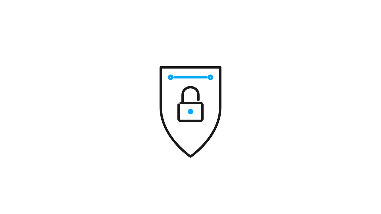 Animated Shield Icon with Lock Symbol for Cybersecurity Concept