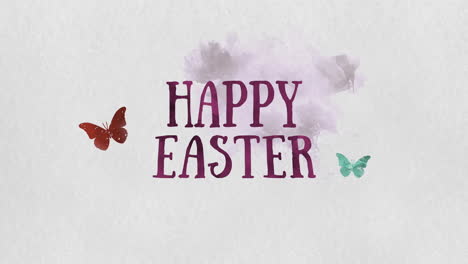 Happy-Easter-with-fly-butterfly-on-grunge-texture