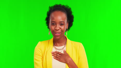 Green-screen,-thank-you-and-black-woman-face
