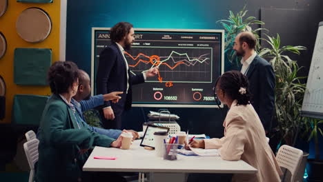 business partners working under pressure in a boardroom