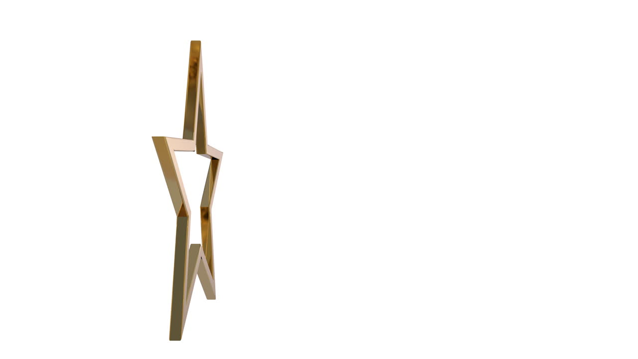 360도 회전하는 황금색 별, 깨한 색 배경에 고립되어, 크로마 키와 알파 채널을 사용하여 배경을 제거하거나 교체합니다.