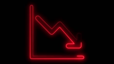 share price falls red icon.loss of assets in equities stock. losses failure due to economic crisis. neon sign graph icon.