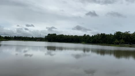 panoramic view of flooded field in special region of yogyakarta in indonesia on a cloudy weather